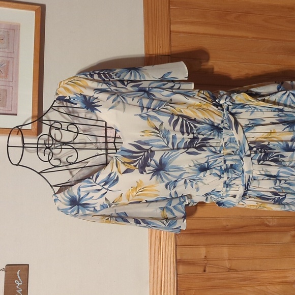 Gal Meets Glam Maxi Dress Chiffon Tropical Kiki Leaf Print Flowy Size 14 NICE - Picture 4 of 15